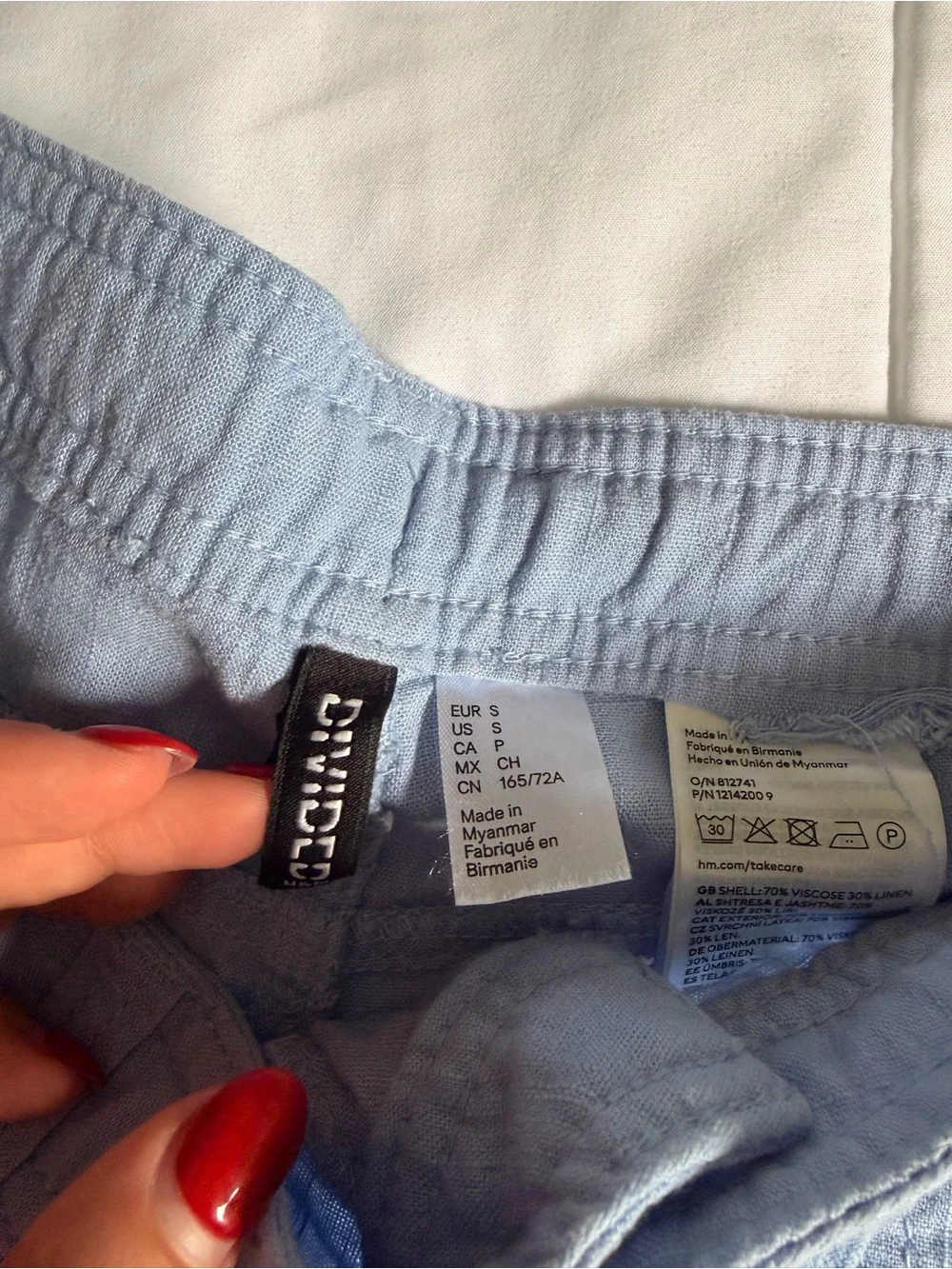 H&M Light Blue Straight Leg Linen Pants
